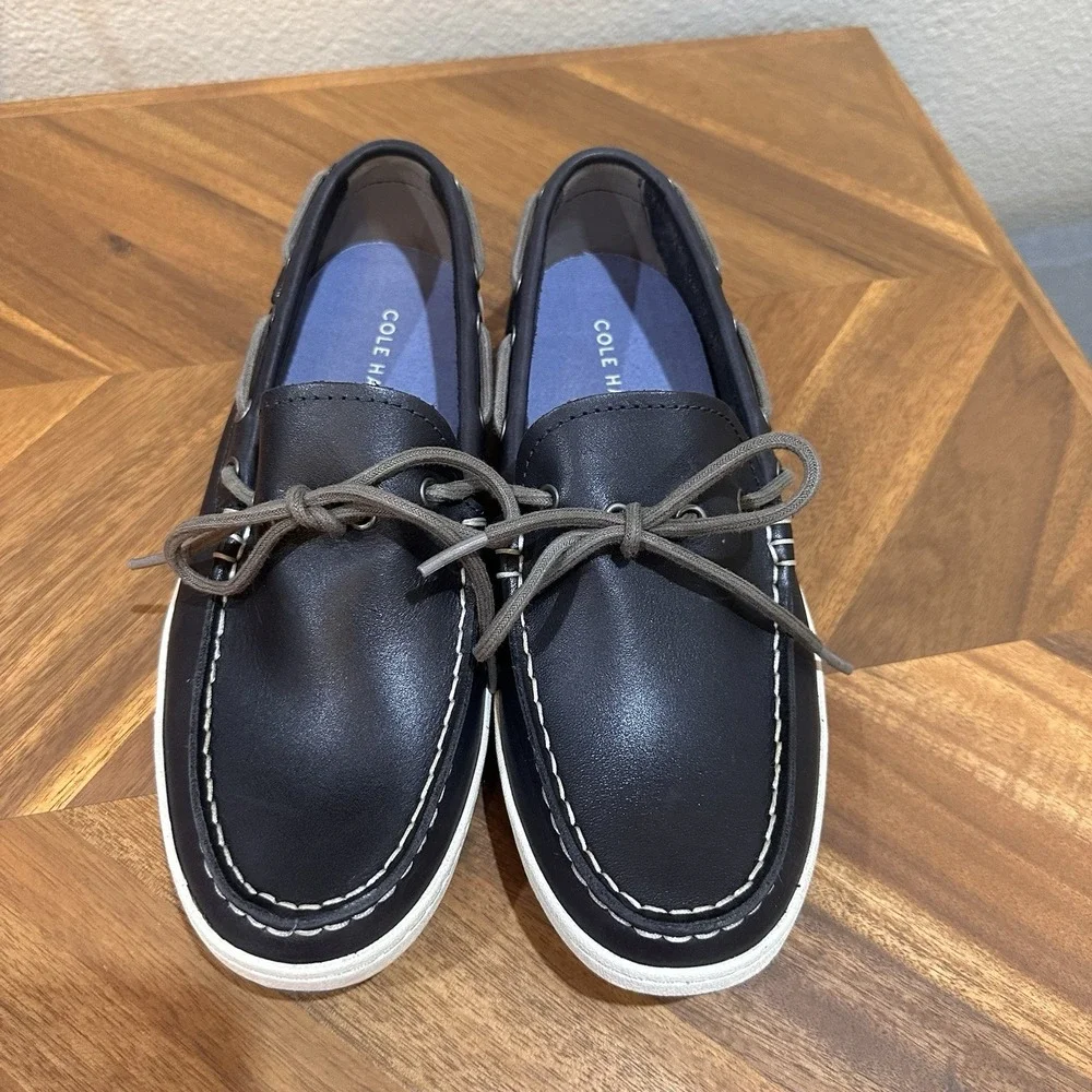Cole Haan Mens Pinch Roadtrip Camp Moc Blue 7.5 M Navy Leather Boat Shoe Driving